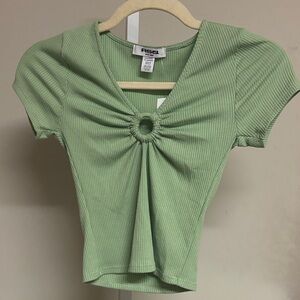NWT RSQ Light Green Ribbed Crop Top